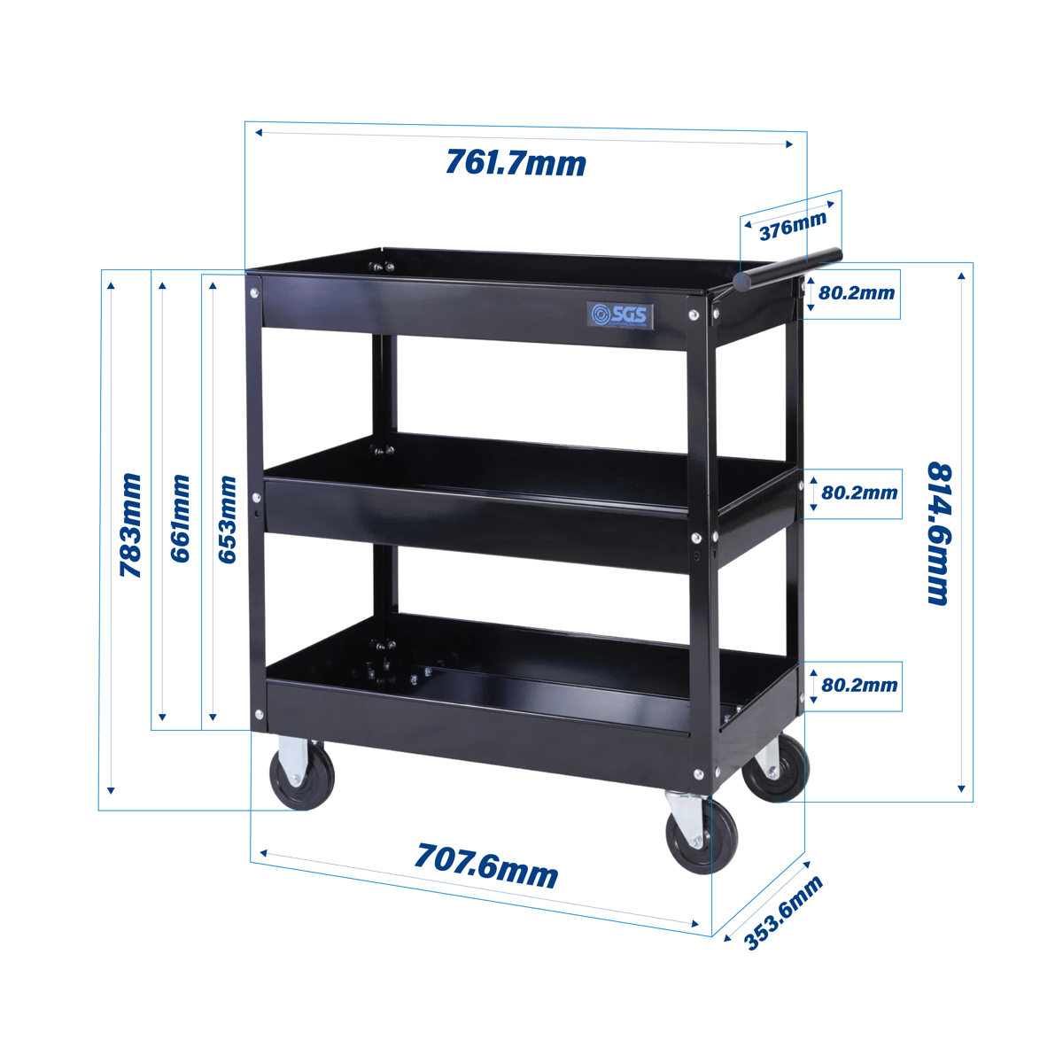 SGS 28in Service Garage Trolley Cart | Black